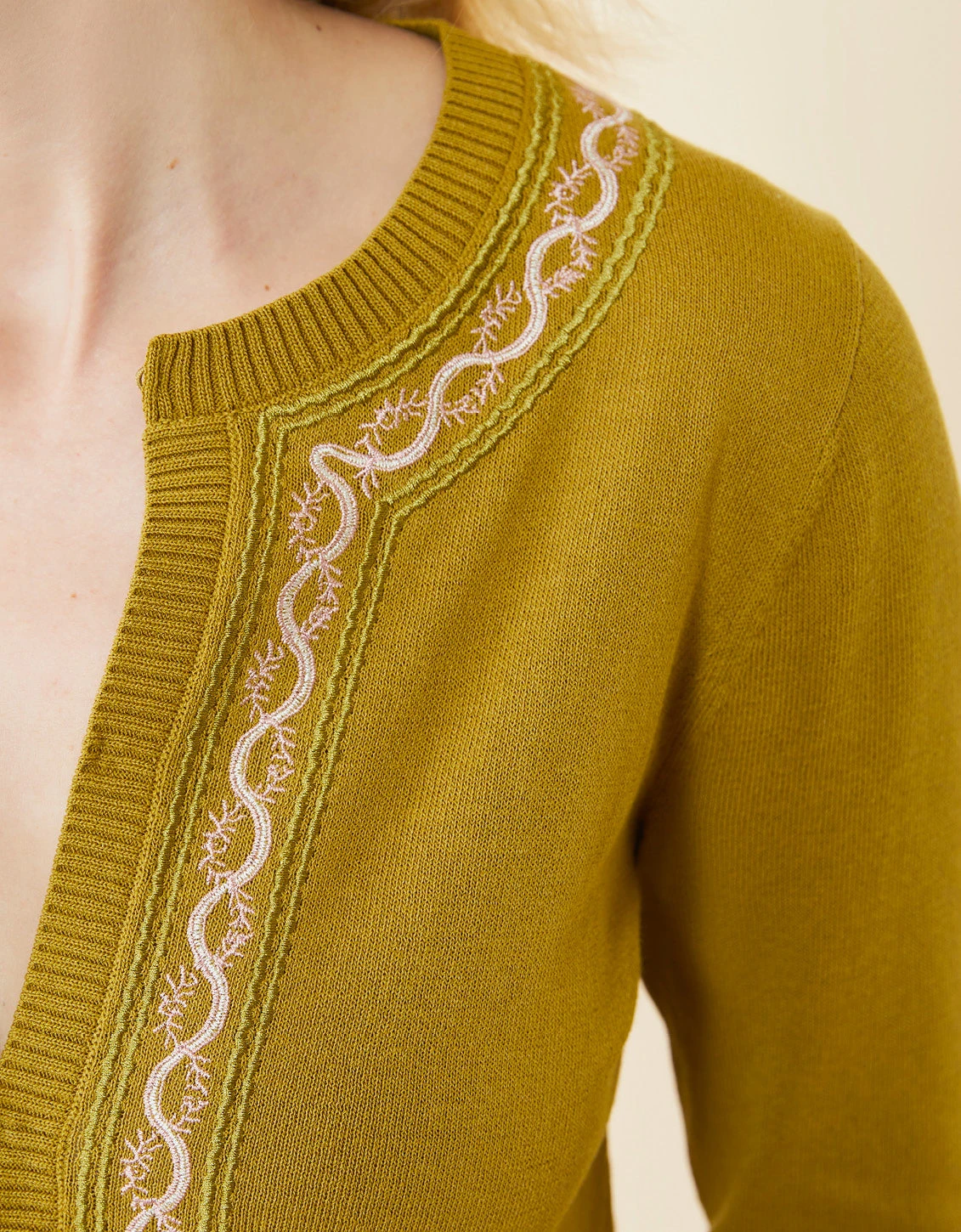 Taryn Embroidered Cardigan Bronze Palm 5 Taryn Embroidered Cardigan Bronze Palm - Image 5