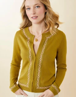 Taryn Embroidered Cardigan Bronze Palm 12 Taryn Embroidered Cardigan Bronze Palm -Spartina Store 960892e