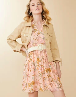 Elayne Splitneck Dress Calm Waters Floral Chintz -Spartina Store 961592d