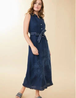 Emeline Dress Hamilton Palm Embroidery -Spartina Store 963510b