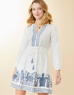 Wynona Embroidered Dress Hamilton Sea Life -Spartina Store 963589e