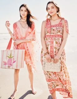 Saylor Midi Dress Callawassie Hibiscus Stripe -Spartina Store 964425m