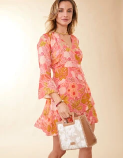 Rosalee Wrap Dress Callawassie Flowers Pink -Spartina Store 964630d