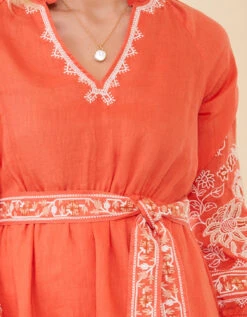 Sunita Linen Dress Callawassie Coral Embroidery 13 Sunita Linen Dress Callawassie Coral Embroidery -Spartina Store 964777c
