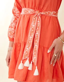 Sunita Linen Dress Callawassie Coral Embroidery 14 Sunita Linen Dress Callawassie Coral Embroidery -Spartina Store 964777f