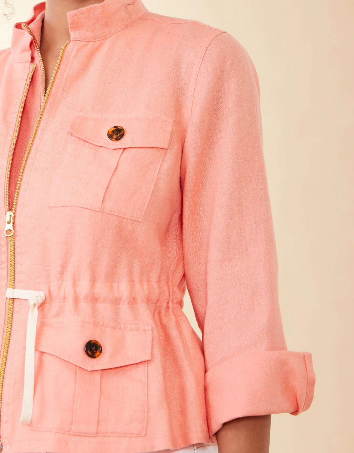 Dani Linen Jacket Soft Coral 4 Dani Linen Jacket Soft Coral - Image 4