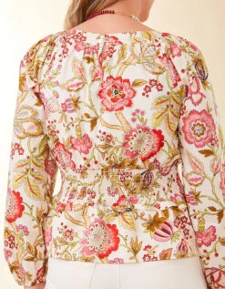 June Peplum Blouse Callawassie Jacobean -Spartina Store 965194c