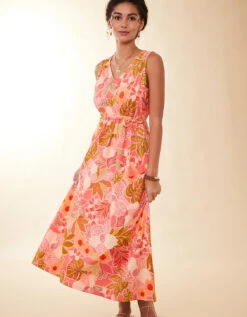 Lenea Maxi Dress Callawassie Flowers Pink -Spartina Store 965712