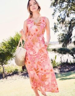 Lenea Maxi Dress Callawassie Flowers Pink -Spartina Store 965712n