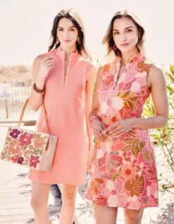 Serena Half Zip Pique Dress Soft Coral 11 Serena Half Zip Pique Dress Soft Coral -Spartina Store 965927n