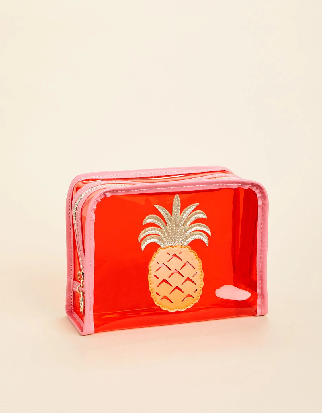 Iconic Clear Cosmetic Case Pink Pineapple 1 Iconic Clear Cosmetic Case Pink Pineapple