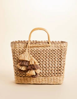 Straw Basket Tote Brown