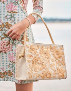 Raya Straw Zip Tote Calm Waters