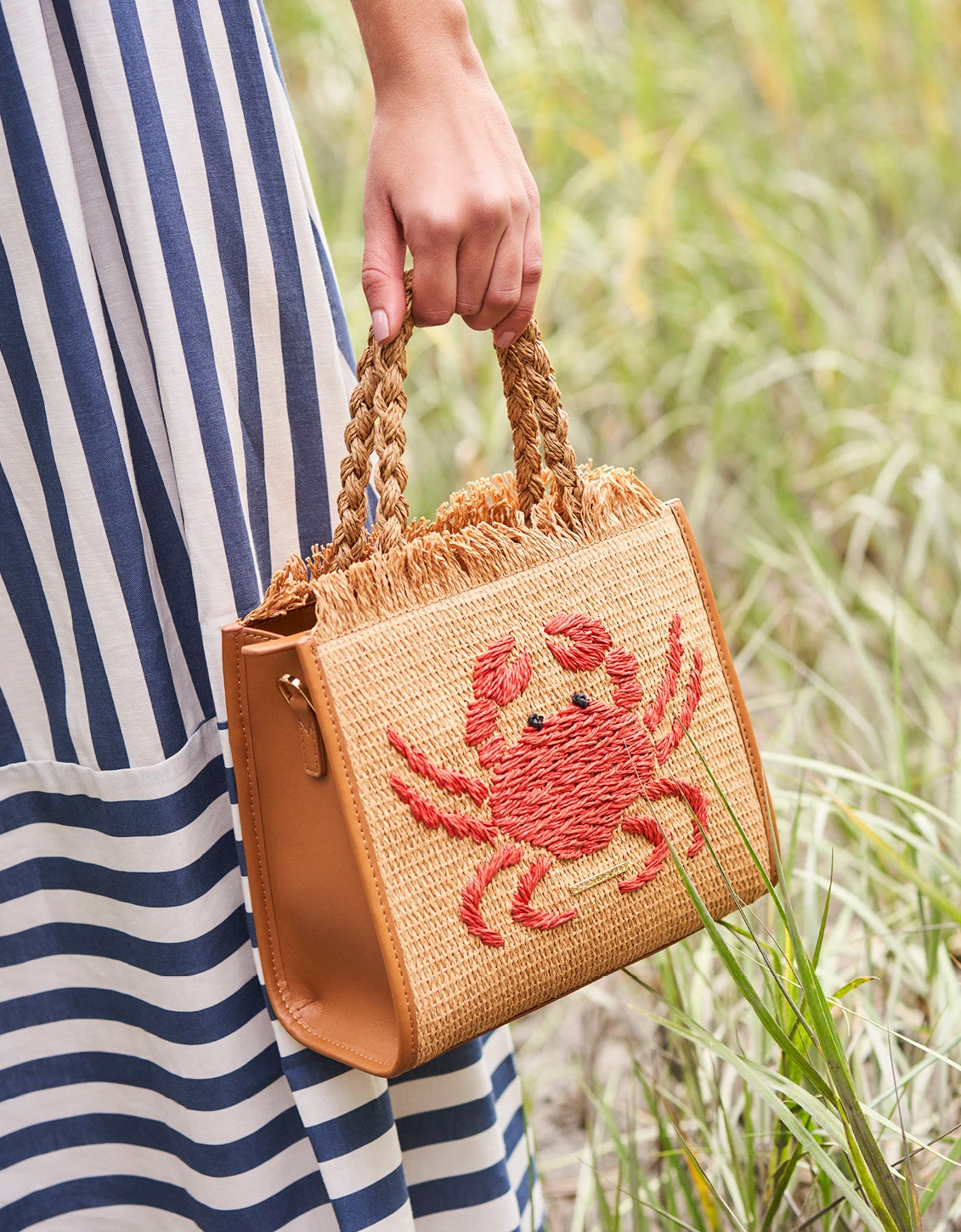 Woven Straw Dune Satchel Hamilton Crab 4 Woven Straw Dune Satchel Hamilton Crab - Image 4
