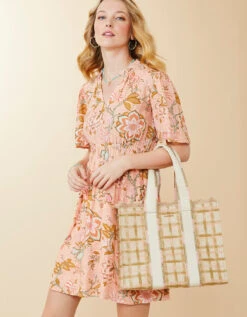 Fringe Tote Calm Waters Plaid -Spartina Store 967815