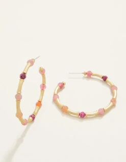 Calm Waters Hoop Earrings Ruby/Sun Stone