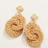 Cane Wicker Ring Earrings Brown