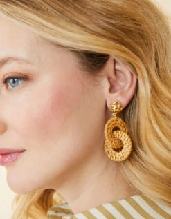 Cane Wicker Ring Earrings Brown 5 Cane Wicker Ring Earrings Brown -Spartina Store 968034n