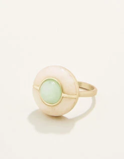 Centered Stone Ring White/Jade