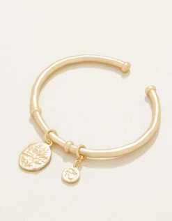 Damask Coin Charm Cuff Gold