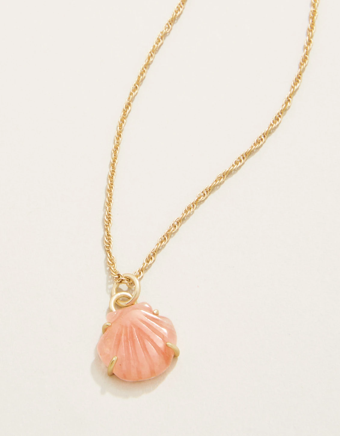Carved Shell Necklace 18" Coral 1 Carved Shell Necklace 18" Coral