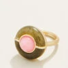 Centered Stone Ring Olive/Pink Jade