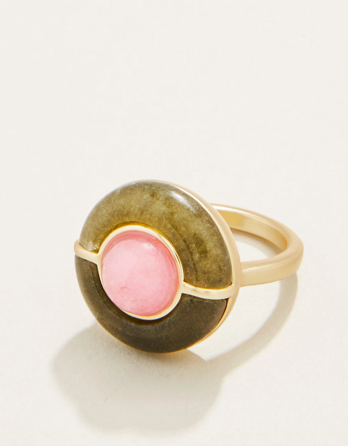 Centered Stone Ring Olive/Pink Jade 1 Centered Stone Ring Olive/Pink Jade