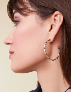 Calm Waters Hoop Earrings Blue -Spartina Store 968492n