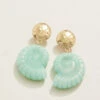 Carved Moon Shell Earrings Jade