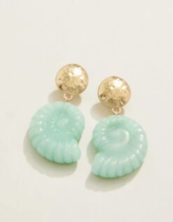 Carved Moon Shell Earrings Jade
