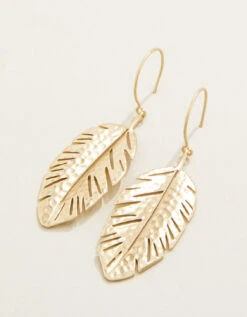 Calathea Leaf Earrings Gold