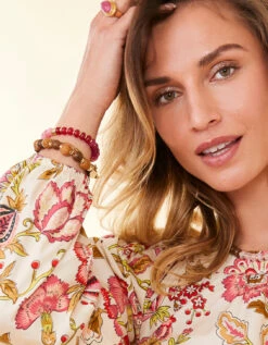 Stone Stretch Bracelet 10mm Pink/Red -Spartina Store 968706b