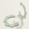 Scalloped Straw Hoop Earrings Soft Blue