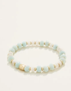 Stone Stretch Bracelet 10mm Sea Foam/White