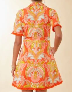 Ezra Shirt Dress River Club Damask Red -Spartina Store 970372c