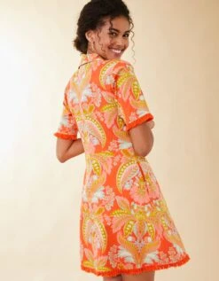 Ezra Shirt Dress River Club Damask Red -Spartina Store 970372g