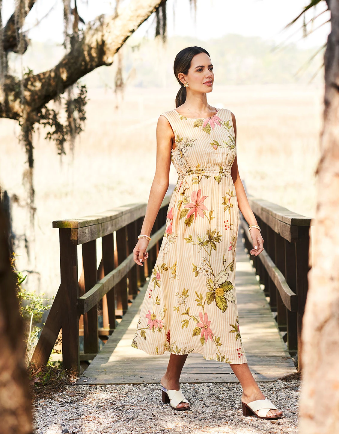 Finley Midi Dress Sugar Mill Floral Vine Stripe 1 Finley Midi Dress Sugar Mill Floral Vine Stripe