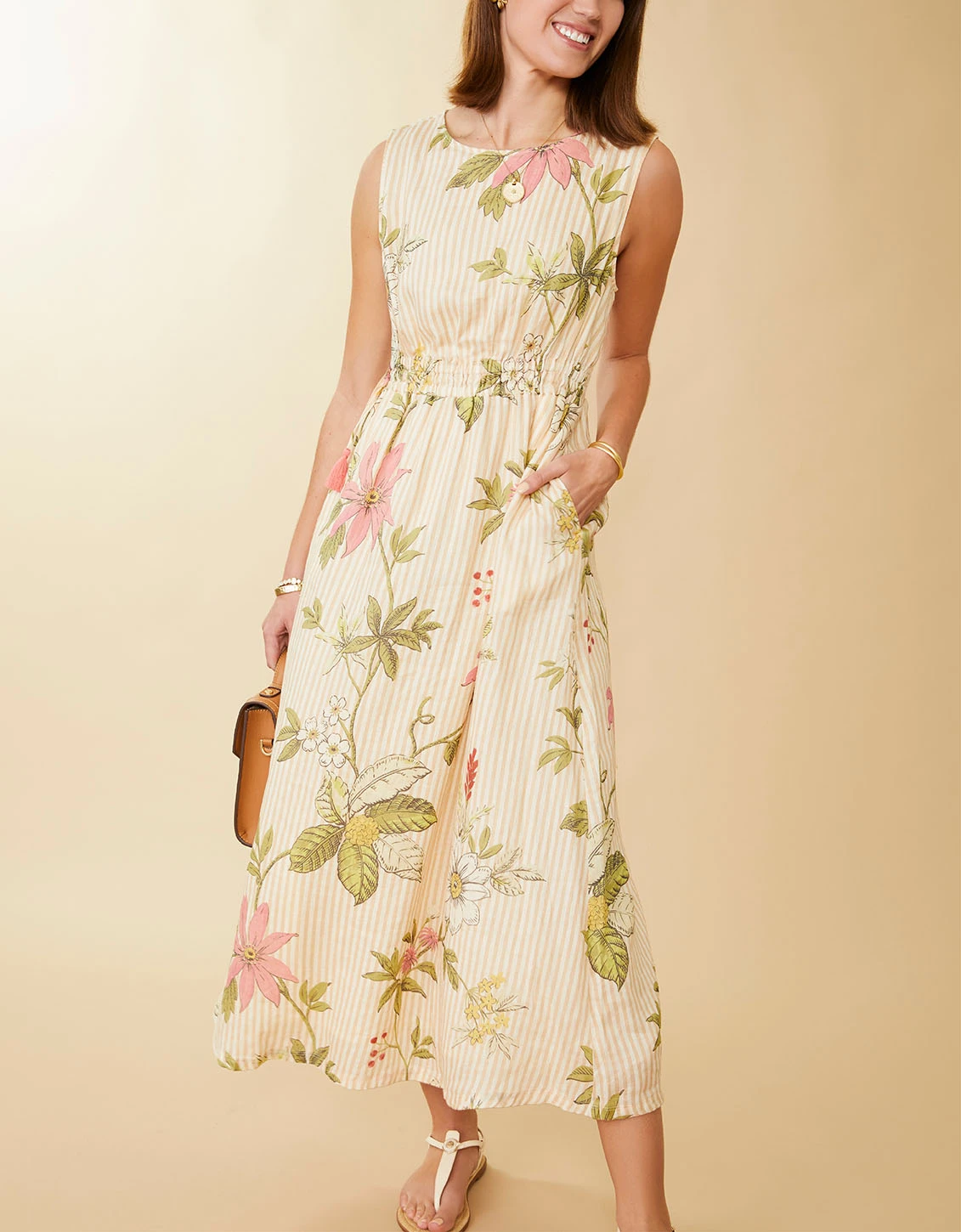 Finley Midi Dress Sugar Mill Floral Vine Stripe 3 Finley Midi Dress Sugar Mill Floral Vine Stripe - Image 3