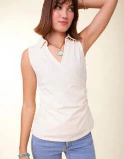 Edeline Sleeveless Wrap Top Buttercream