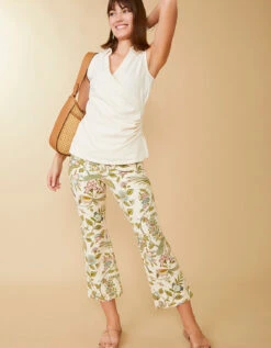 Maren Kick Flare Pant Sugar Mill Peacock Cream -Spartina Store 972543e