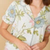 Short Sleeve Pajama Top Floral Vine Stripe Blue