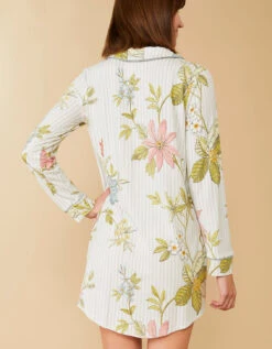 Pajama Sleep Shirt Floral Vine Stripe Blue -Spartina Store 973168c