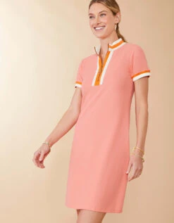 Short Sleeve Serena Pique Dress Shell Pink -Spartina Store 974035d