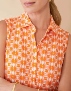 Joelle Sleeveless Polo Dress Marsh Hens Geo Pink Orange 6 Joelle Sleeveless Polo Dress Marsh Hens Geo Pink Orange -Spartina Store 974318c