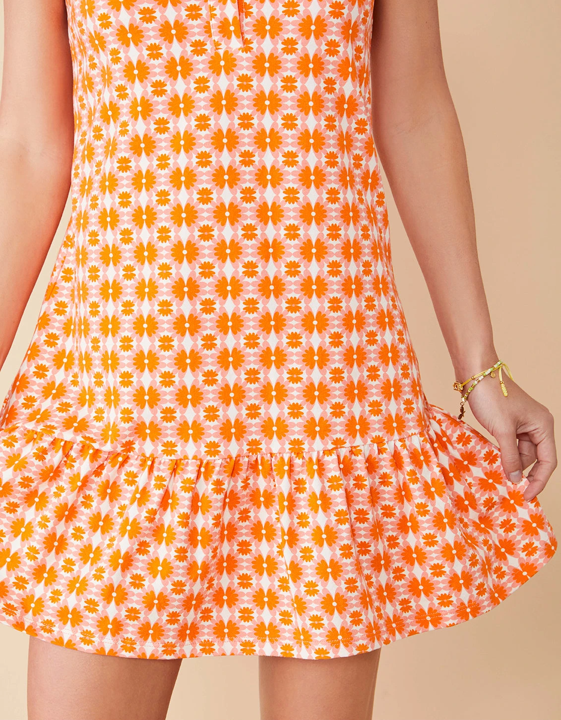 Joelle Sleeveless Polo Dress Marsh Hens Geo Pink Orange 4 Joelle Sleeveless Polo Dress Marsh Hens Geo Pink Orange - Image 4