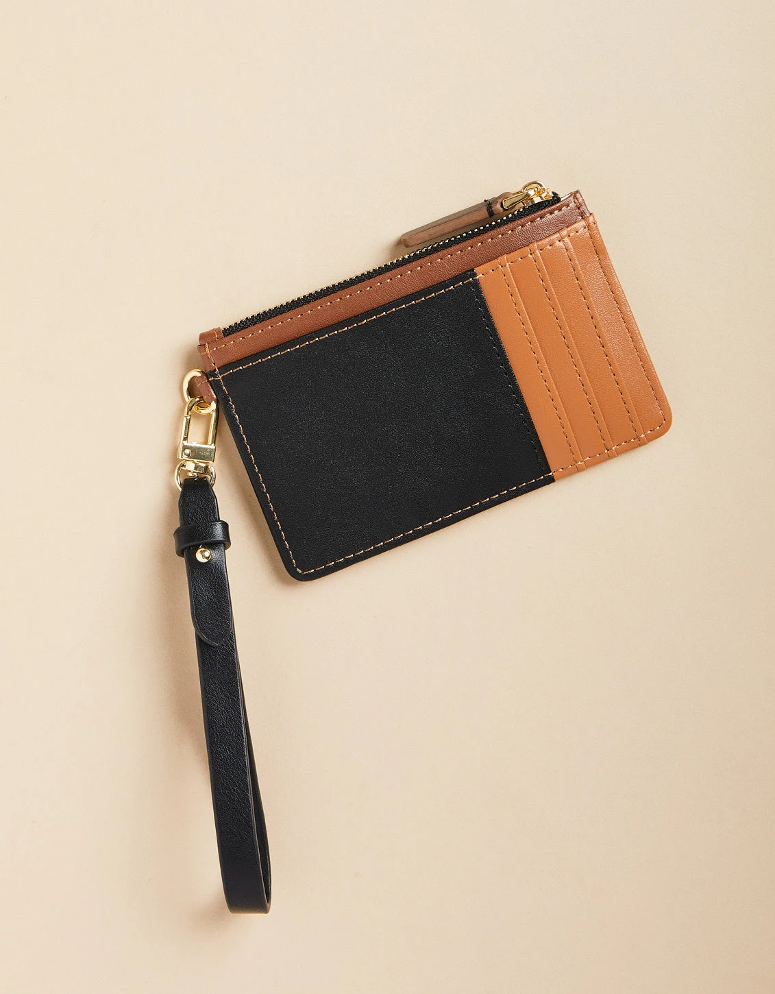 Slim Card Coinpurse Black Brown Color Block 2 Slim Card Coinpurse Black Brown Color Block - Image 2