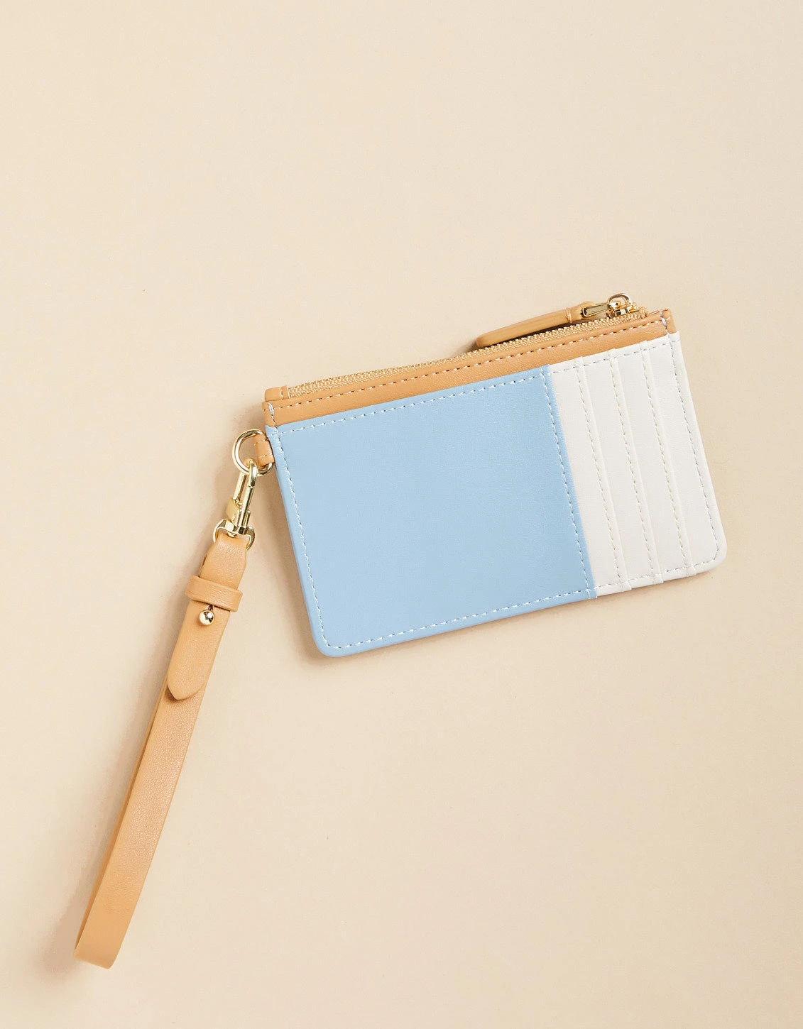 Slim Card Coinpurse Blue Cream Color Block 2 Slim Card Coinpurse Blue Cream Color Block - Image 2