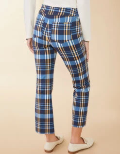 Maren Kick Flare Pant Kalalanta Plaid Navy -Spartina Store 977449c