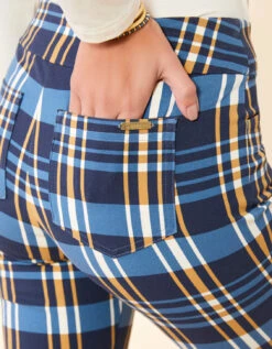 Maren Kick Flare Pant Kalalanta Plaid Navy -Spartina Store 977449d