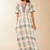 Meghan Midi Dress Kalalanta Plaid Cream